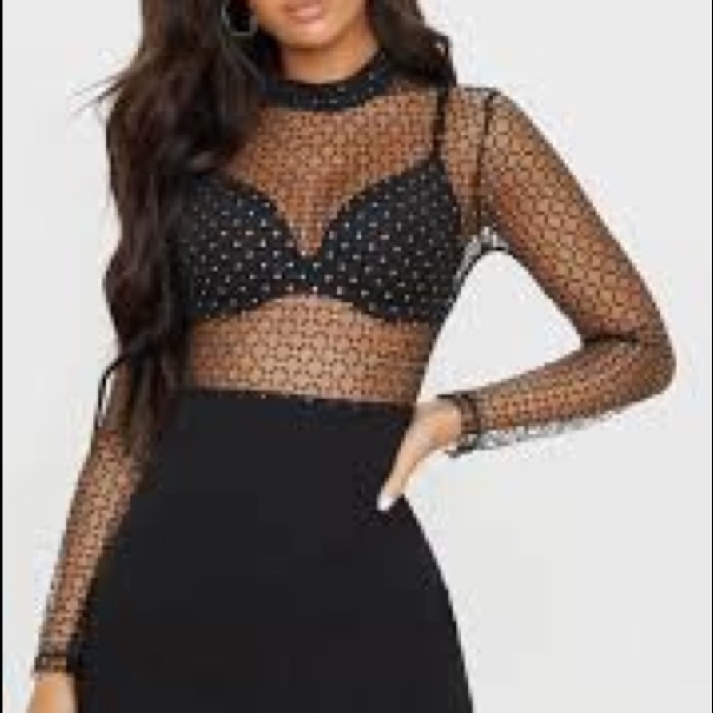 NWT Pretty Little Thing Gold Dot Pencil Dress